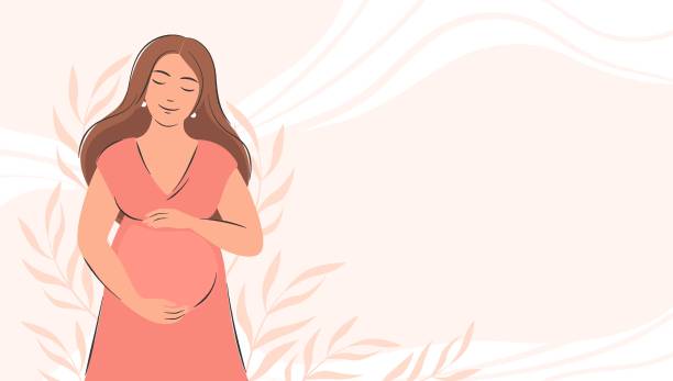 banner pregnant woman and plant new  african american mothers day stock illustrations