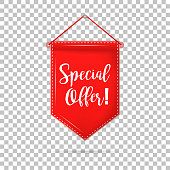 Banner tag special offer with shadow on isolated background, vector