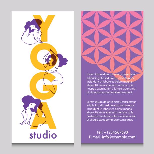 banner-vorlage für yoga retreat oder yoga-studio. - pilates methode stock-grafiken, -clipart, -cartoons und -symbole