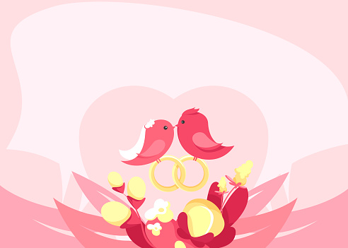 Banner template with birds in love.