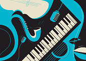 istock Banner template with saxophone and piano. 1312773020