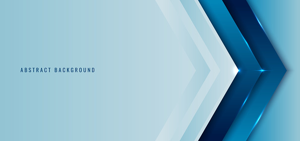 Banner web template blue angle arrow overlapping layer with lighting background