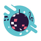 banner with ball mirror of disco vector illustration design