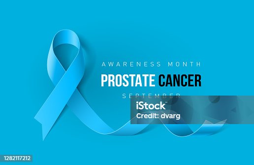 istock Banner with Prostate Cancer Awareness Light-Blue Ribbon 1282117212