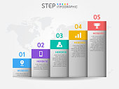 istock Bar graph shape elements of chart,diagram with steps,options,processes or workflow. Business data visualization. 1199156163