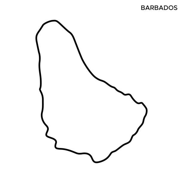 illustrazioni stock, clip art, cartoni animati e icone di tendenza di modello di progettazione illustrazione vettoriale di barbados map. tratto modificabile. - barbados