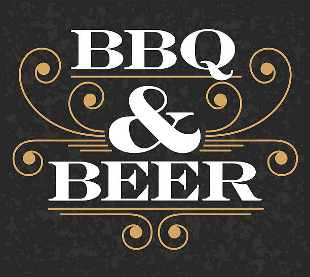 Barbecue & Beer Emblem vector art illustration