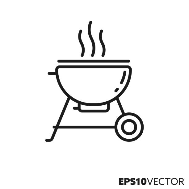 Barbecue grille vector line icon vector art illustration