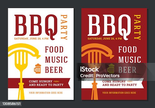 istock Barbecue party invitation flyer or poster design vector template 1308586151