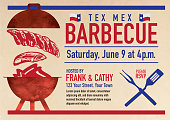 Vector illustration of a Barbecue Cookout invitation design template. barbecue themed design elements. Easy to edit.