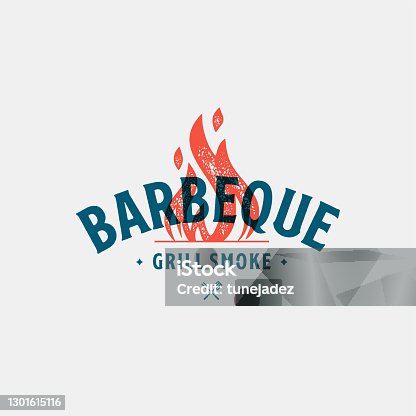 istock Barbecue vintage symbol blue and red vector Illustration 1301615116