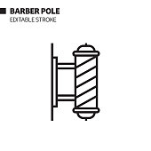 Barber Pole Line Icon, Outline Vector Symbol Illustration. Pixel Perfect, Editable Stroke.