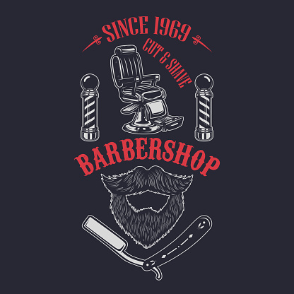 Barber shop poster template. Barber shop chair. Vector illustration
