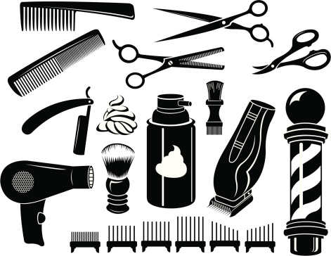 Barber Shop Tools and Equipment - Scissors, Comb