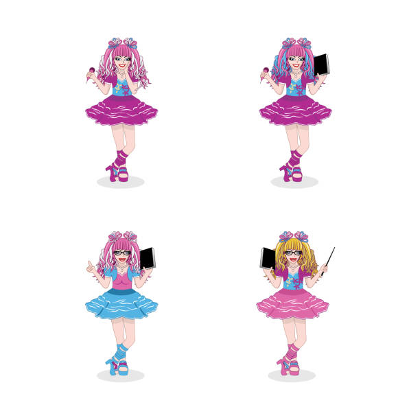 stockillustraties, clipart, cartoons en iconen met barbie meisje vector - barbie