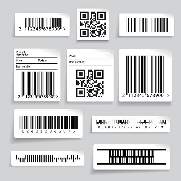 barcode sticker set vector - qr code 幅插畫檔、美工圖案、卡通及圖標