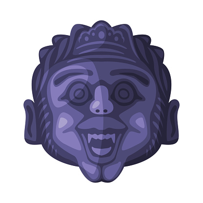 Barong Ritual Mask as Bali Traditional Cultural Attribute Vector Illustration