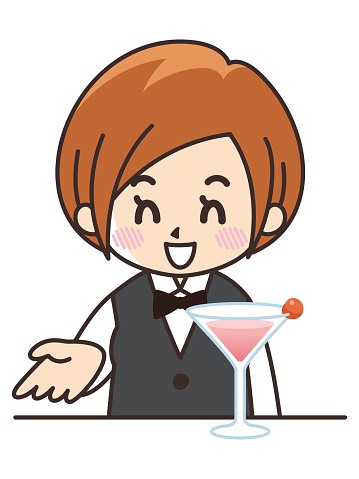 Bartender woman with cocktail