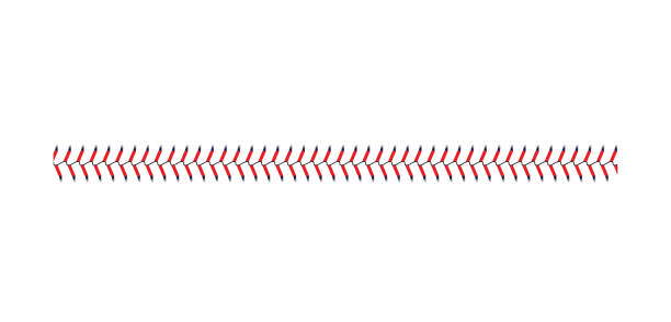Baseball and softball lace stitch isolated on white background, straight line of sport ball seam with blue and red stitches Baseball and softball lace stitch isolated on white background, straight line of sport ball seam with blue and red stitches, team game graphic symbol - realistic vector illustration baseball ball stock illustrations