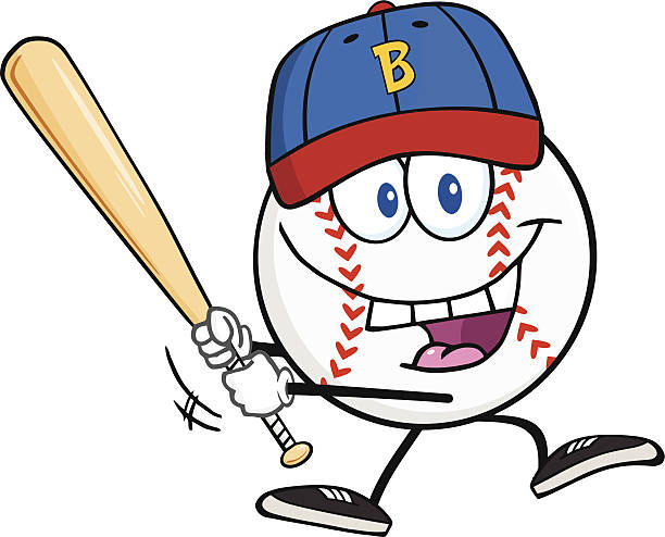 baseball-ball-holding-a-baseball-bat-with-hat-vector-id503227319