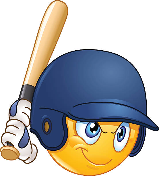 Baseball batter emoticon Baseball batter or hitter player emoticon sports bat stock illustrations