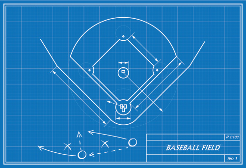 baseball field on blueprint