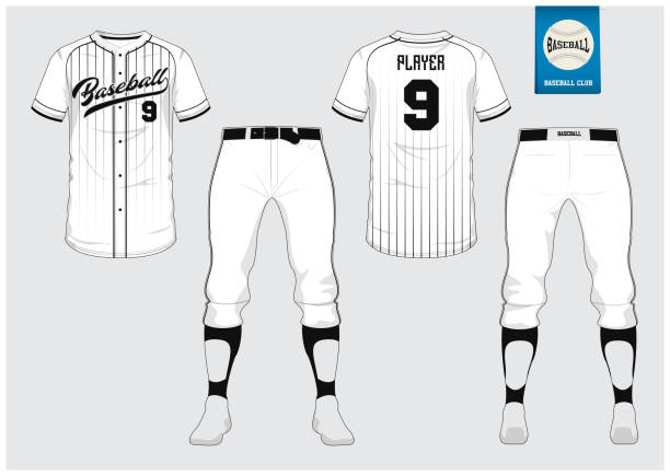 Baseball jersey, sport uniform, raglan t-shirt sport, short, sock template.  baseball uniform stock illustrations