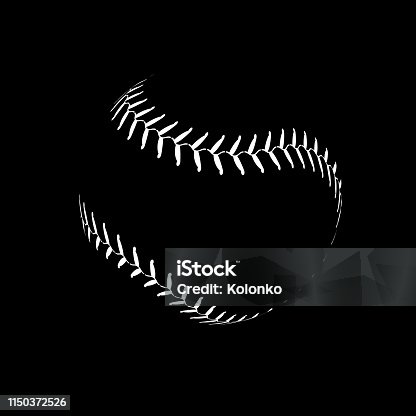 istock Baseball lace ball illustration isolated symbol. Vector baseball background sport design 1150372526