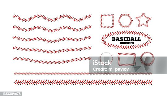 istock Baseball lacing on white background. Vector 1313304678