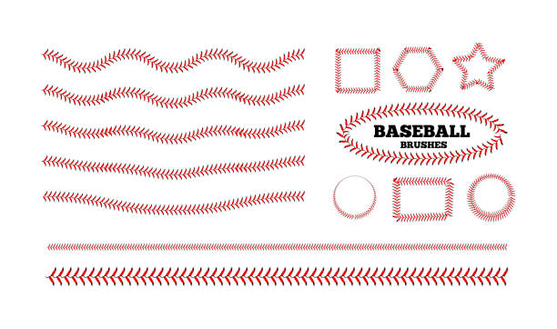Baseball lacing on white background. Vector Baseball lacing on white background. Vector set sewing stock illustrations