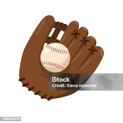 istock Baseball leather brown catching glove with ball. 1318340299