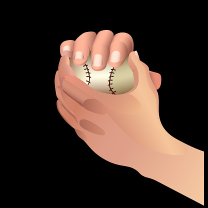 Baseball Player Hand Holding Baseball Ball Vector Illustration