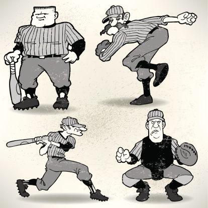 Baseball Players - Old Fashioned Cartoons