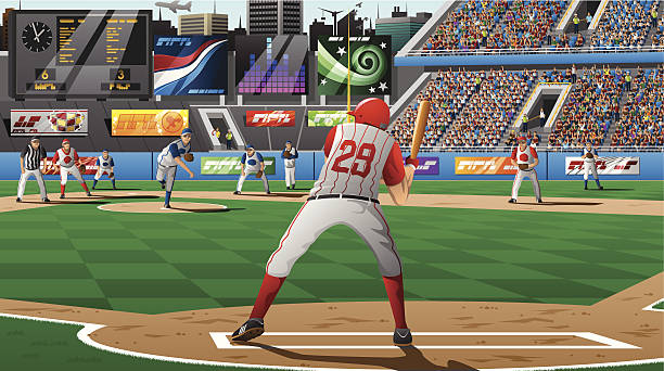 ilustrações, clipart, desenhos animados e ícones de ilustração de beisebol - - estádio e camera