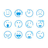 Vector illustration of a set of basic emoticons