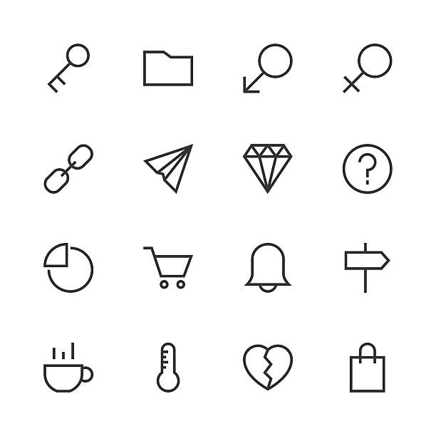 basic icon set 8 - line series - kaltes herz stock-grafiken, -clipart, -cartoons und -symbole
