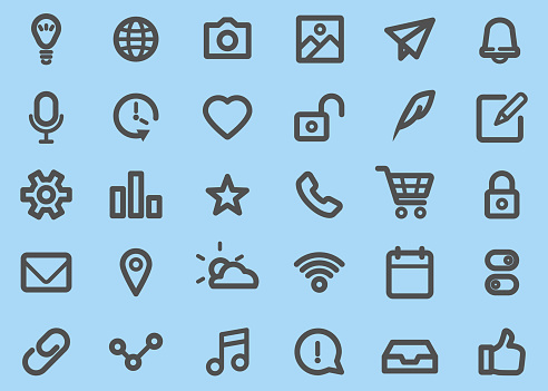 There are 30 icons of Basic UI Thick Line style.