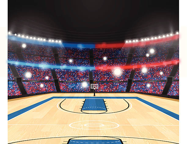 Basketball Arena Highly-detailed basketball arena with copy space. EPS 10 file. Transparency used on highlight elements. basketball court stock illustrations
