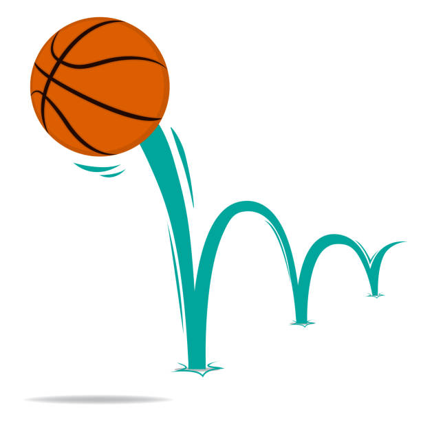 basketballball mit abpraller - basketball stock-grafiken, -clipart, -cartoons und -symbole