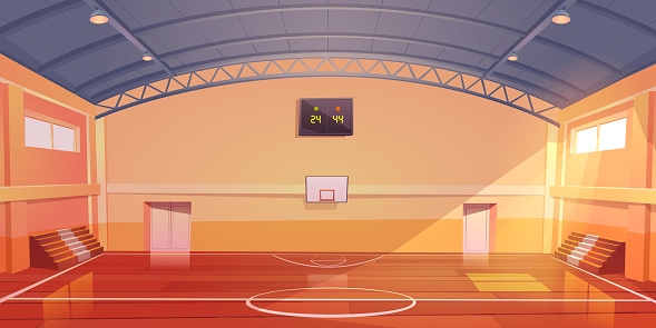 Basketball court empty interior, indoor stadium