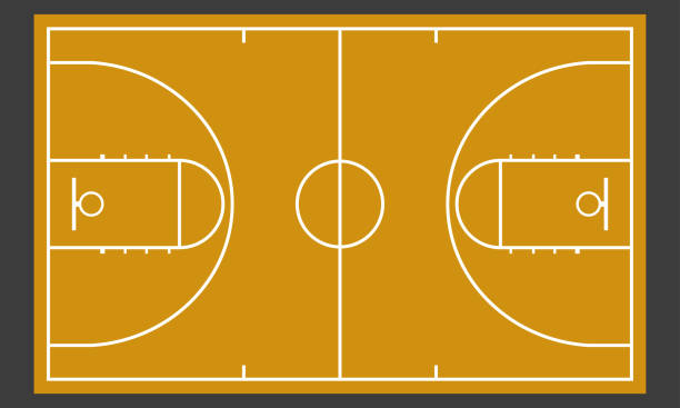 Basketball court. Realistic blackboard for strategy or tactic plan. Colorful vector illustration. Basketball court. Realistic blackboard for strategy or tactic plan. Colorful vector illustration. basketball court stock illustrations