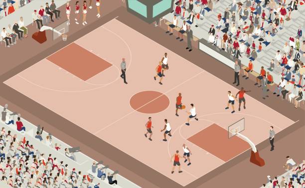 ilustrações, clipart, desenhos animados e ícones de ilustração de jogo de basquete - estádio e camera