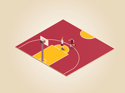basketball game isometric 3d