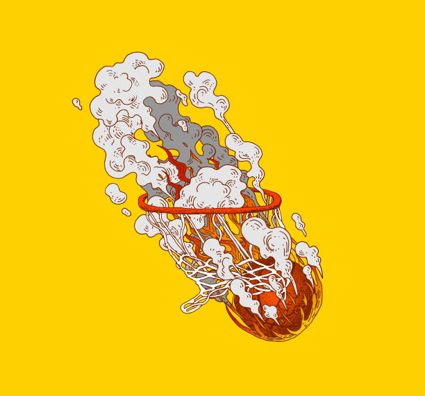 ilustrações de stock, clip art, desenhos animados e ícones de basketball hoop - incêndio fumo