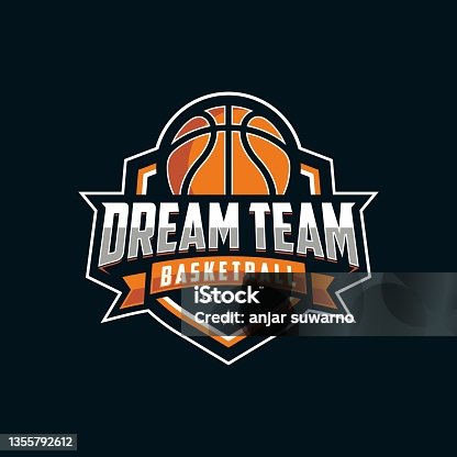 istock Basketball icon, design template on dark background 1355792612