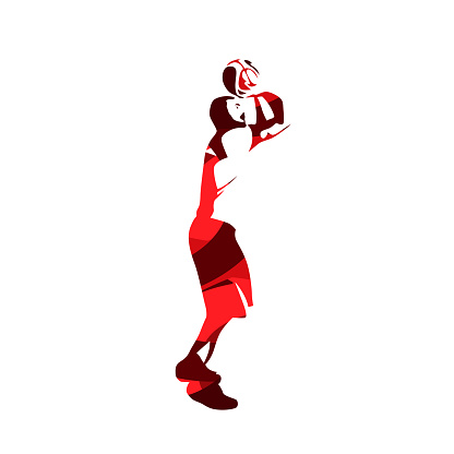 Basketball player, abstract red vector silhouette vector