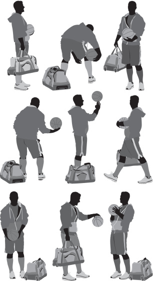 Basketball player in various poseshttp://www.twodozendesign.info/i/1.png vector