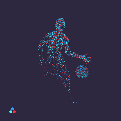 Basketball player with ball. Dotted silhouette of person. Vector illustration. vector