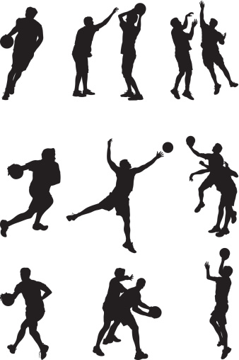Basketball players in actionhttp://www.twodozendesign.info/i/1.png vector