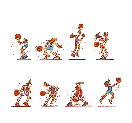 Basketball players set vector